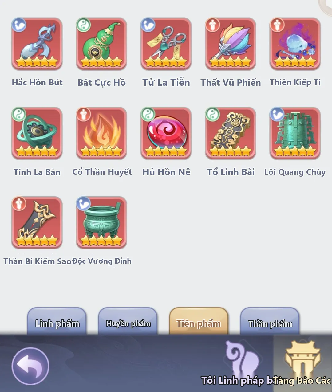 Tiên Nghịch Mobile: Phân Tích Pháp Bảo Thần Phẩm, Tiên Phẩm, Huyền Phẩm - ảnh hướng dẫn 2